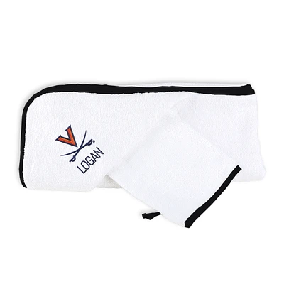 Infant Chad & Jake White Virginia Cavaliers Personalized Hooded Towel & Mitt Set