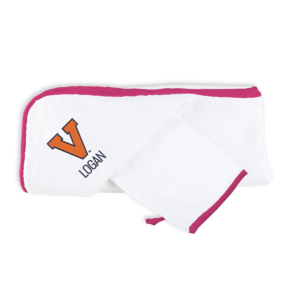 Infant Chad & Jake White Virginia Cavaliers Personalized Hooded Towel & Mitt Set