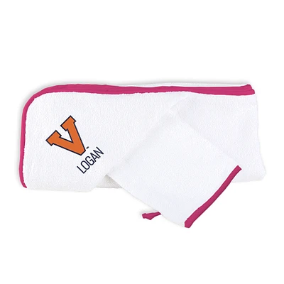 Infant Chad & Jake White Virginia Cavaliers Personalized Hooded Towel & Mitt Set