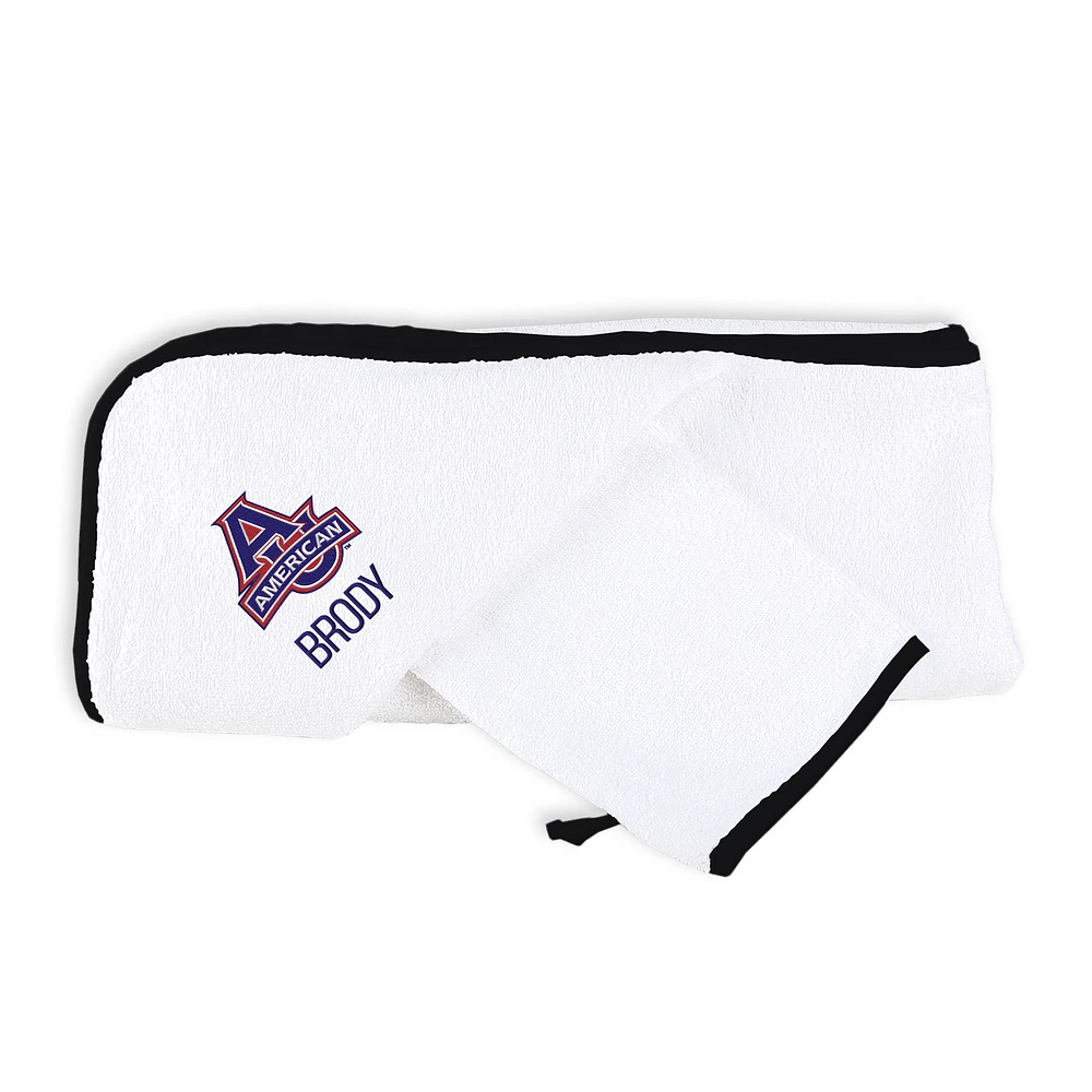 Infant Chad & Jake White American University Eagles Personalized Hooded Towel & Mitt Set