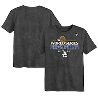 Preschool Fanatics Heather Charcoal Los Angeles Dodgers 2024 World Series Champions Locker Room T-Shirt