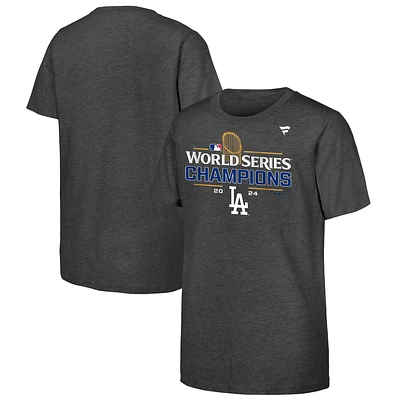 Youth Fanatics Heather Charcoal Los Angeles Dodgers 2024 World Series Champions Locker Room T-Shirt