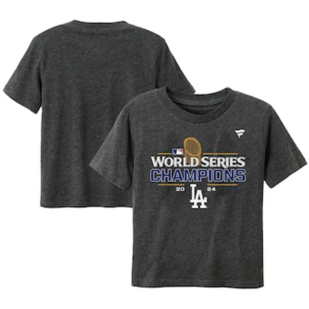 Toddler Fanatics Heather Charcoal Los Angeles Dodgers 2024 World Series Champions Locker Room T-Shirt