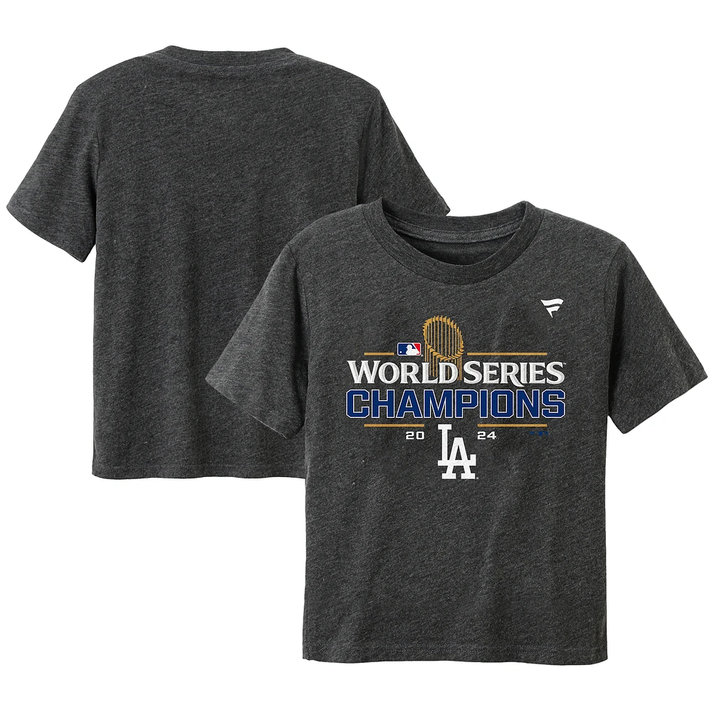 Toddler Fanatics Heather Charcoal Los Angeles Dodgers 2024 World Series Champions Locker Room T-Shirt