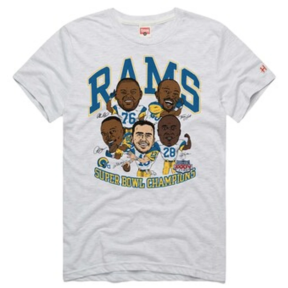 Men's Homage  Ash Los Angeles Rams Super Bowl XXXIV Champs Player Graphic Tri-Blend T-Shirt