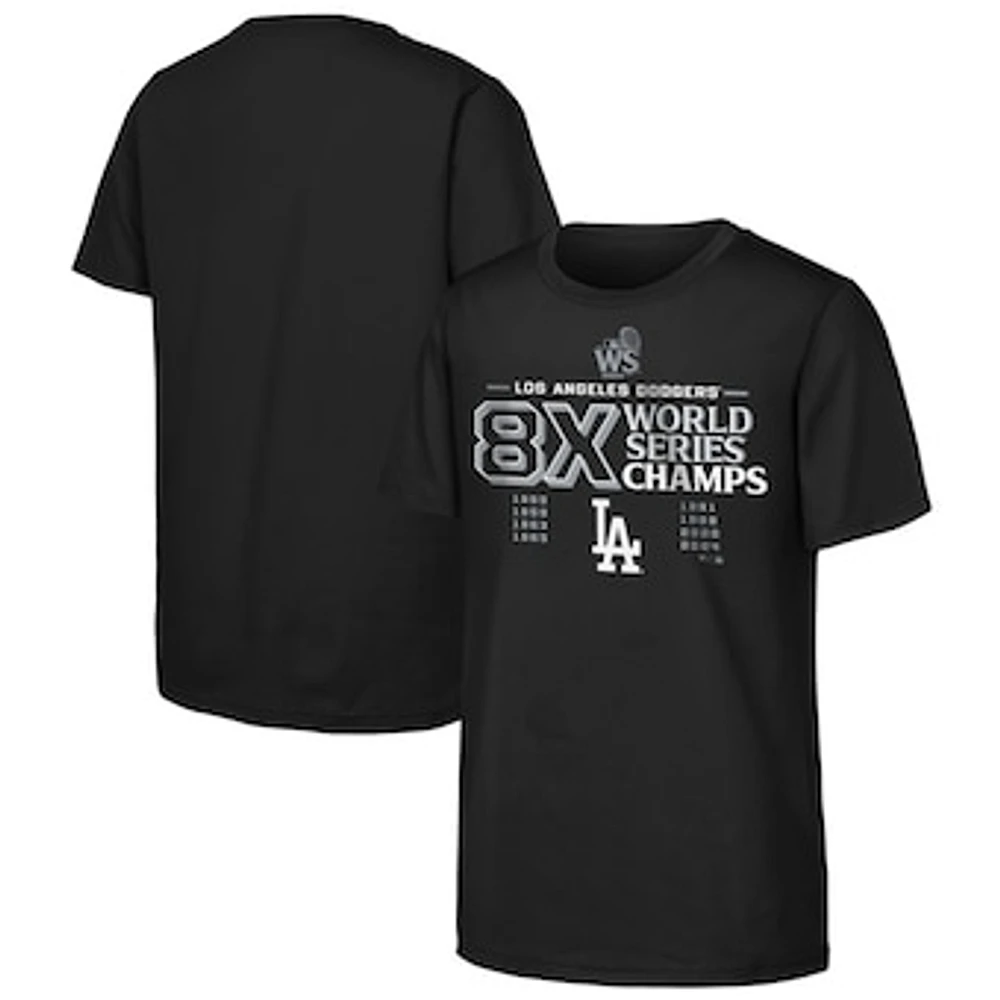 Youth Fanatics Black Los Angeles Dodgers 8-Time World Series Champions T-Shirt