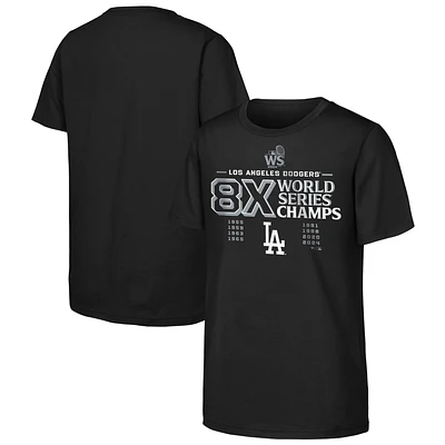 Youth Fanatics Black Los Angeles Dodgers 8-Time World Series Champions T-Shirt