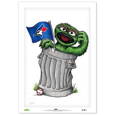Oscar the Grouch Toronto Blue Jays 14" x 20" Sesame Street Limited Edition Fine Art Print