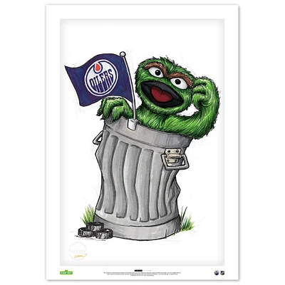 Oscar the Grouch Edmonton Oilers 14" x 20" Sesame Street Limited Edition Fine Art Print