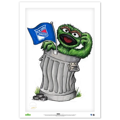Oscar the Grouch New York Rangers 14" x 20" Sesame Street Limited Edition Fine Art Print