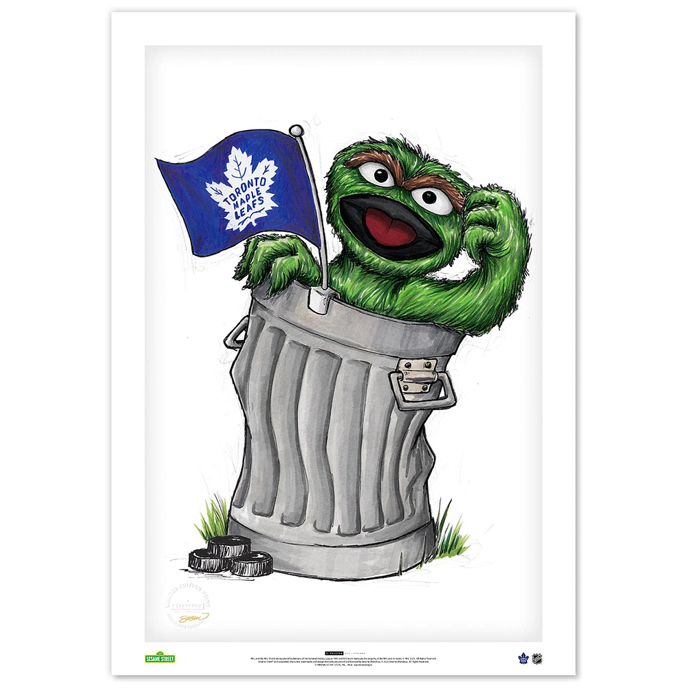 Oscar the Grouch Toronto Maple Leafs 14" x 20" Sesame Street Limited Edition Fine Art Print