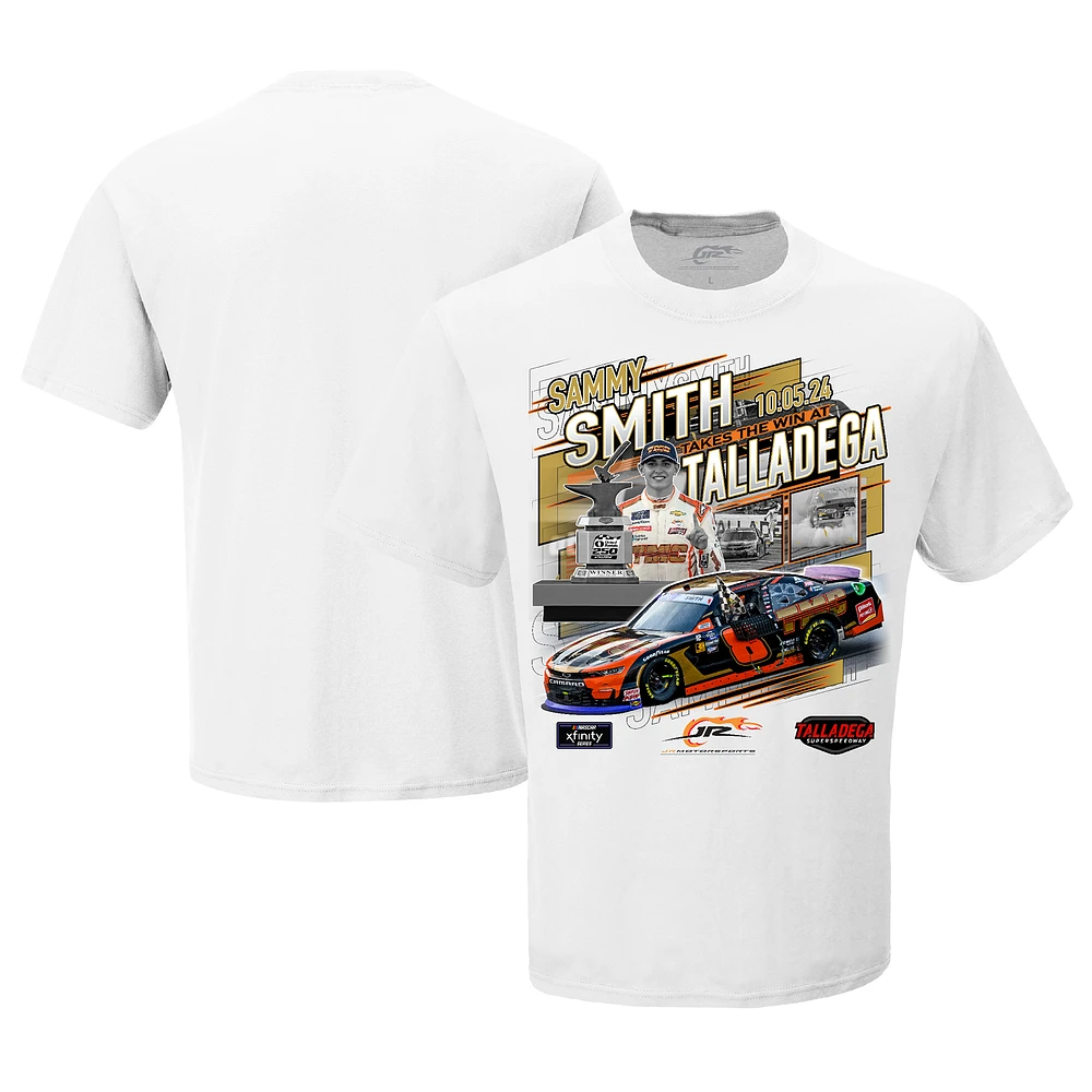 Men's JR Motorsports Official Team Apparel White Sammy Smith 2024 Xfinity Series United Rentals 250 Race Win T-Shirt