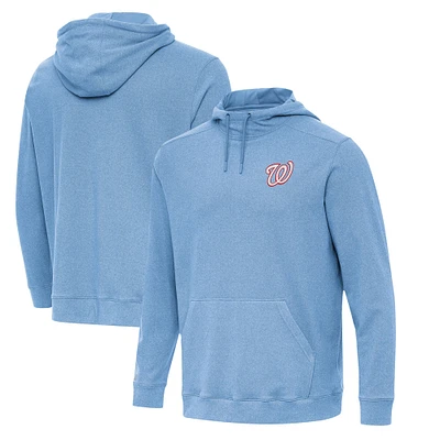 Men's Antigua  Heather Powder Blue Washington Nationals Cloud Pullover Hoodie