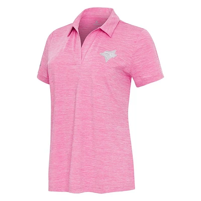 Women's Antigua Heather Pink Toronto Blue Jays Layout V-Neck Polo