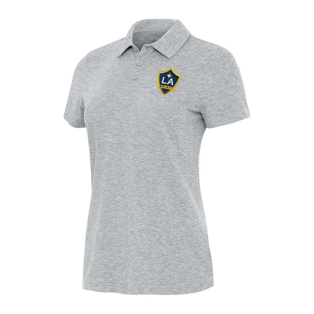 Women's Antigua Heather Gray LA Galaxy Matter Polo