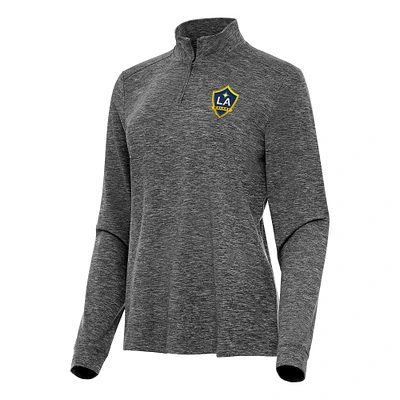 Women's Antigua  Heather Black LA Galaxy Mentor Quarter-Zip Jacket