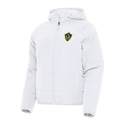 Women's Antigua  White LA Galaxy Universe Full-Zip Hoodie Jacket
