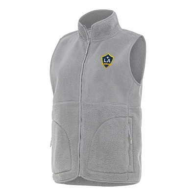Women's Antigua  Gray LA Galaxy Nostalgic Full-Zip Vest