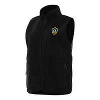 Women's Antigua  Black LA Galaxy Nostalgic Full-Zip Vest