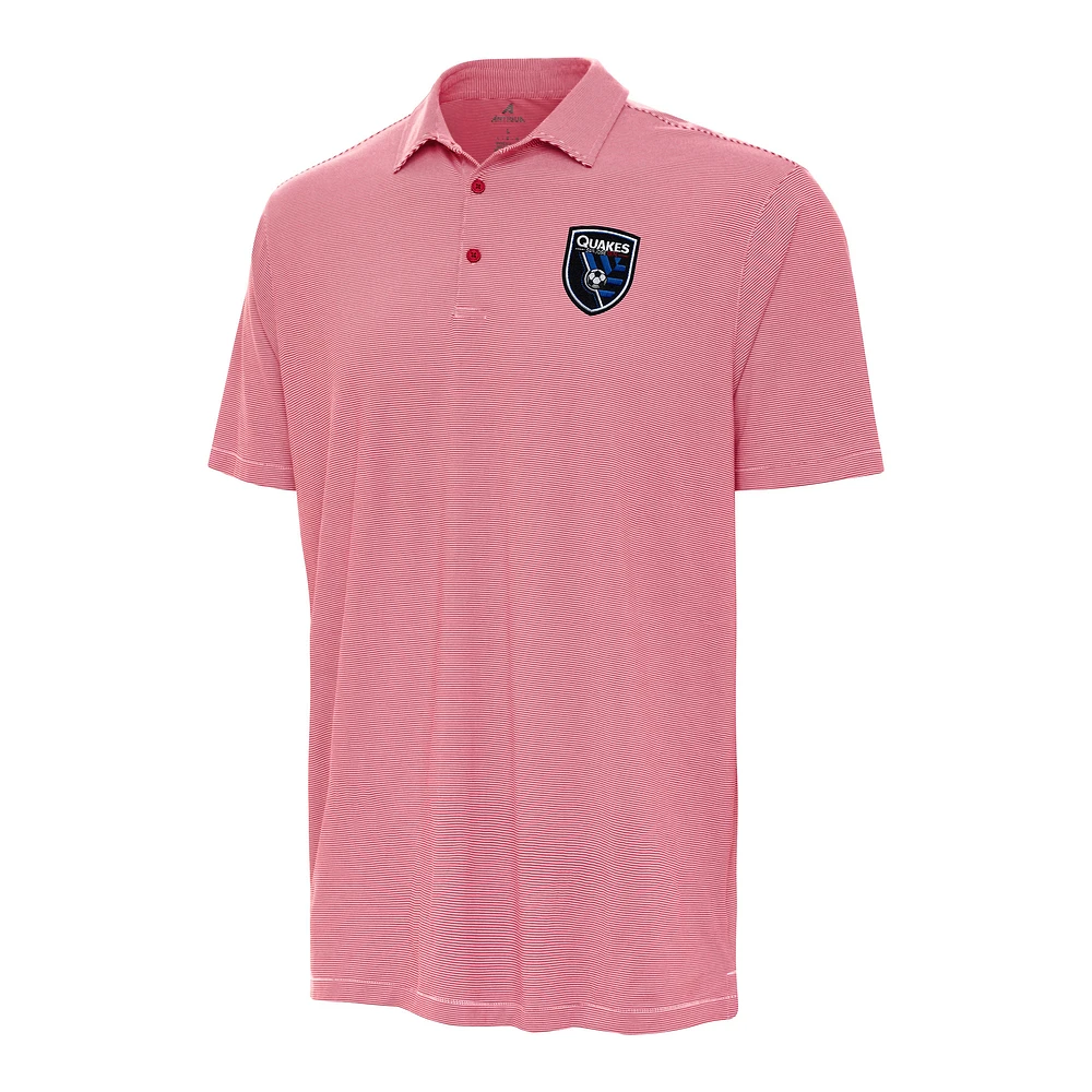 Men's Antigua Red San Jose Earthquakes Twine Performance Polo