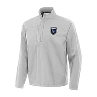 Men's Antigua Heather Gray San Jose Earthquakes Brisk Quarter-Zip Pullover Jacket