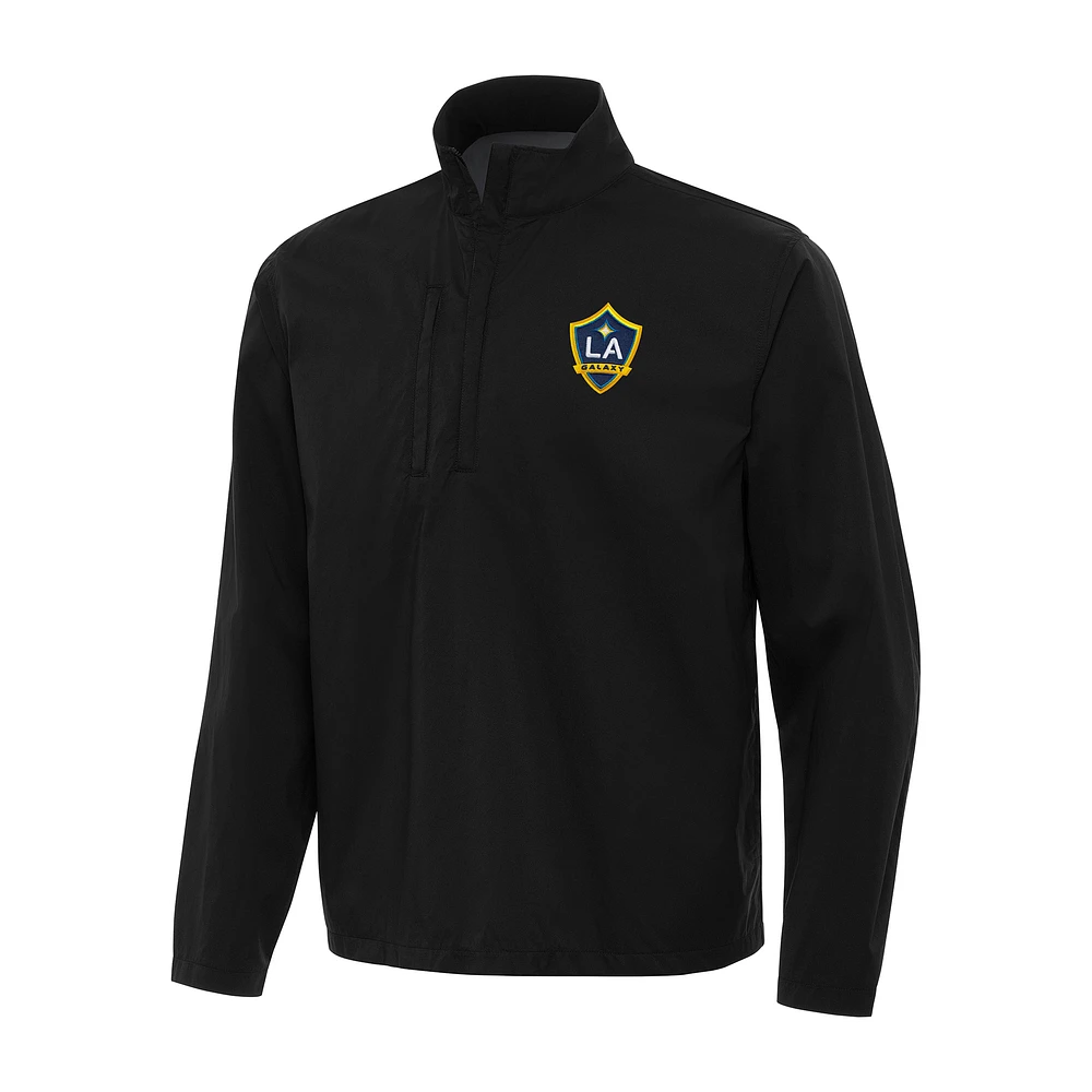 Men's Antigua Black LA Galaxy Brisk Quarter-Zip Pullover Jacket