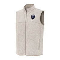 Men's Antigua Oatmeal San Jose Earthquakes Fortune Full-Zip Vest
