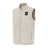 Men's Antigua Oatmeal LAFC Fortune Full-Zip Vest