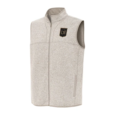Men's Antigua Oatmeal LAFC Fortune Full-Zip Vest