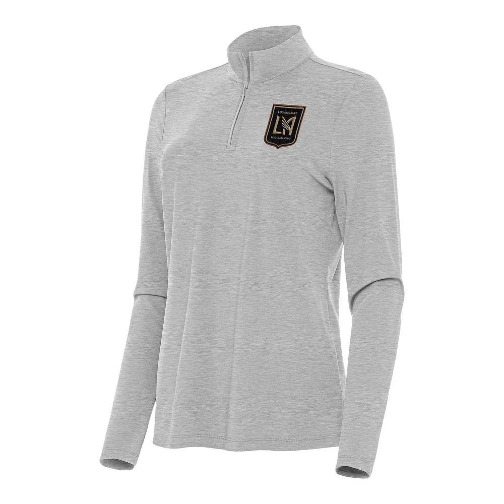 Women's Antigua Heather Gray LAFC Bright Quarter-Zip Top