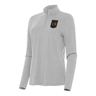 Women's Antigua Heather Gray LAFC Bright Quarter-Zip Top