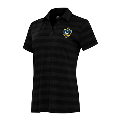 Women's Antigua Black LA Galaxy Tunnel Polo