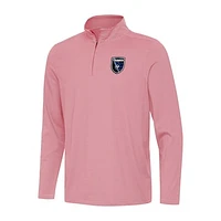 Men's Antigua Red/White San Jose Earthquakes Twine Quarter-Zip Sweatshirt