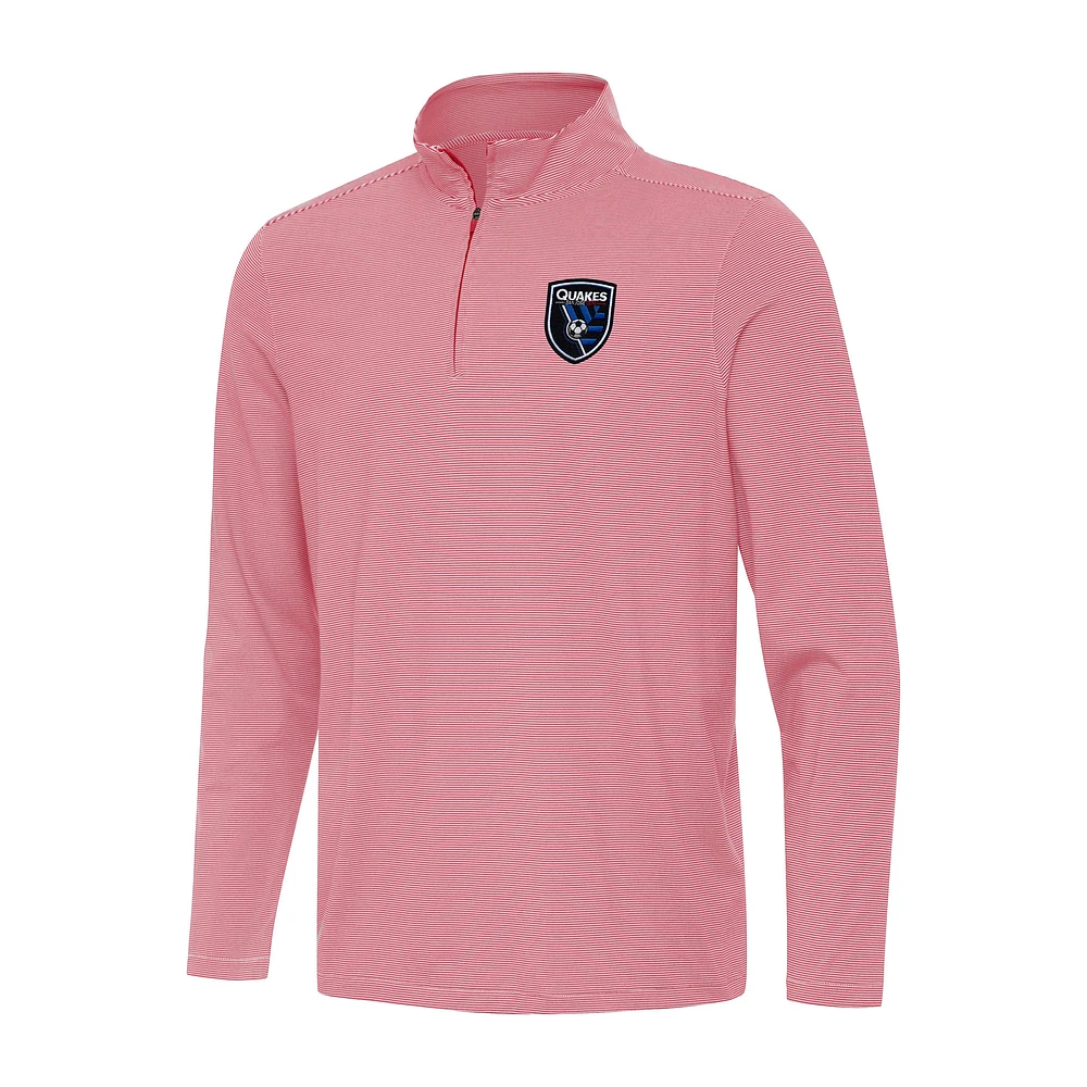 Men's Antigua Red/White San Jose Earthquakes Twine Quarter-Zip Sweatshirt