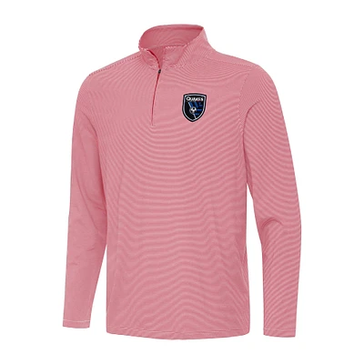 Men's Antigua Red/White San Jose Earthquakes Twine Quarter-Zip Sweatshirt