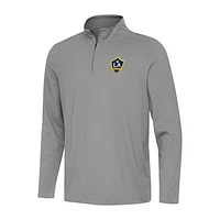 Men's Antigua Black/White LA Galaxy Twine Quarter-Zip Sweatshirt