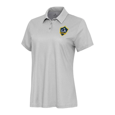 Women's Antigua White/Gray LA Galaxy Rings Polo