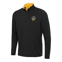 Men's Antigua Black/Gold LA Galaxy Content Quarter-Zip Pullover Top