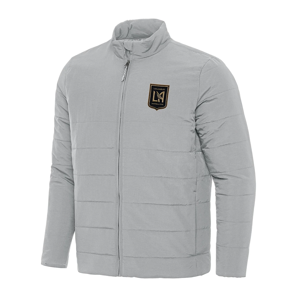 Men's Antigua Gray LAFC Swelter Full-Zip Puffer Jacket