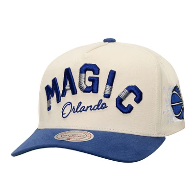 Men's Mitchell & Ness Cream/Blue Orlando Magic Soul Festival Staggered Zag Pro Crown Snapback Hat