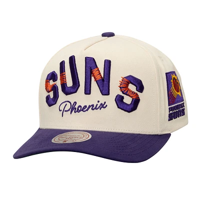 Men's Mitchell & Ness Cream/Purple Phoenix Suns Soul Festival Staggered Zag Pro Pinch Snapback Hat
