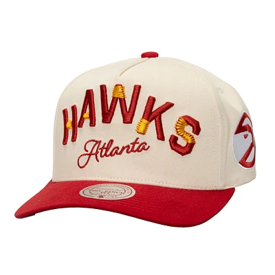 Men's Mitchell & Ness Cream/Red Atlanta Hawks Soul Festival Staggered Zag Pro Crown Snapback Hat