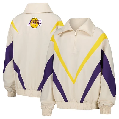 Women's Terez White Los Angeles Lakers Retro Ripstop Chevron Quarter-Zip Jacket