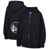 Women's Terez Black Golden State Warriors Allover Gemstone Full-Zip Hoodie