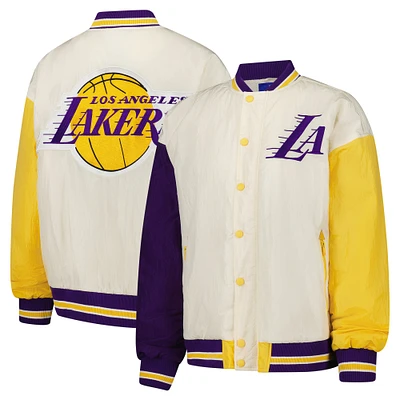 Women's Terez White Los Angeles Lakers Full-Snap Bomber Jacket