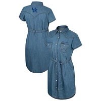 Women's Colosseum  Denim Kentucky Wildcats Short Sleeve Full-Snap Dress