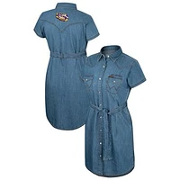 Women's Colosseum  Denim LSU Tigers Short Sleeve Full-Snap Dress