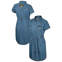 Women's Colosseum  Denim Missouri Tigers Short Sleeve Full-Snap Dress