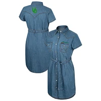 Women's Colosseum  Denim Oregon Ducks Short Sleeve Full-Snap Dress