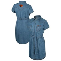 Women's Colosseum  Denim Oregon State Beavers Short Sleeve Full-Snap Dress